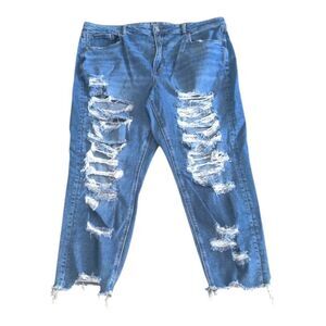 American Eagle Outfitters Blue Distressed Ankle Jeans